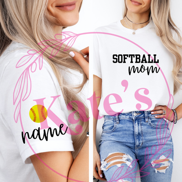 Softball Mama with Sleeve T-Shirt